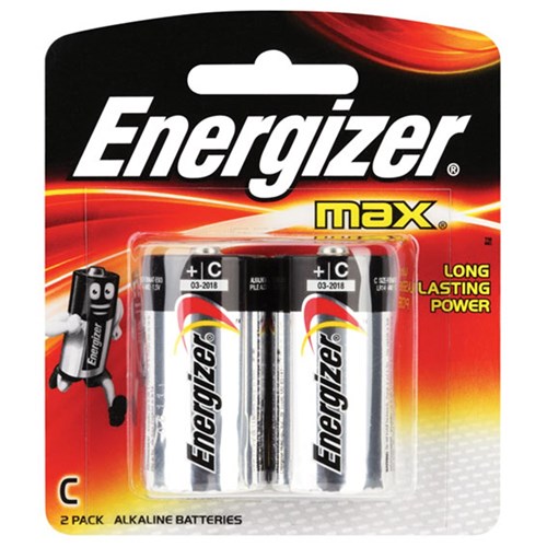 Energizer C 1.5V Alkaline Battery Standard Blister Pack of 2 - E000040400