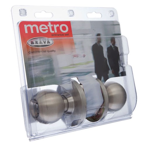 BRAVA Metro EA Series Entrance Knob Set 60mm Backset SS Display Pack - EA3000SS60DP