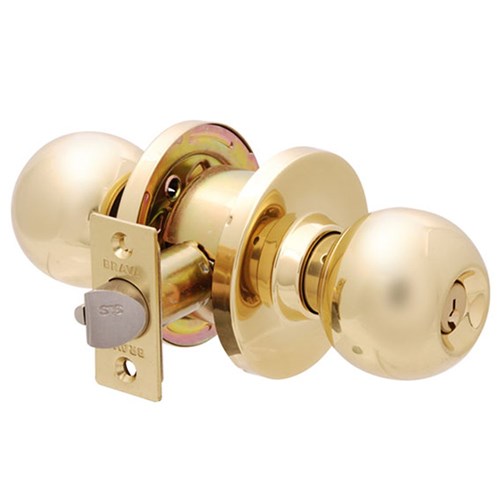 BRAVA Metro EA Series Entrance Knob Set 60mm Backset Polished Brass - EA3100PB60