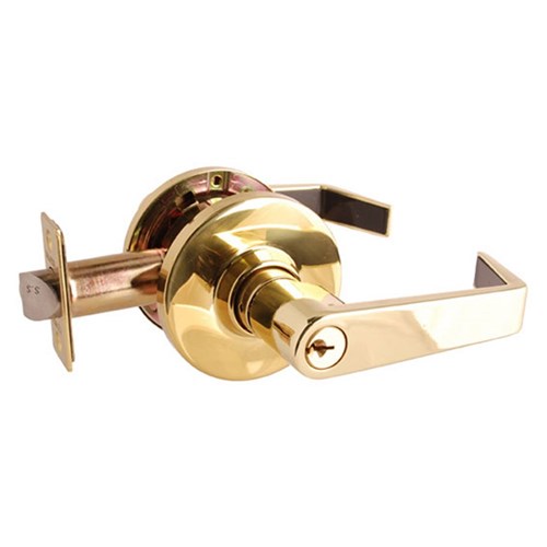 BRAVA Metro EL Series Glass Door Lever Set 70mm Backset Polished Brass - EL6111PB70