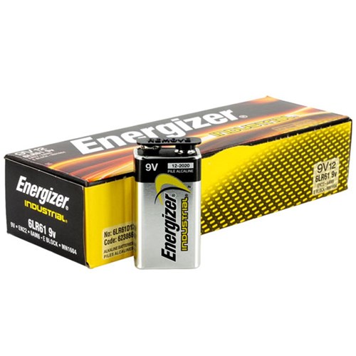 Energizer 9V Industrial Alkaline Battery Bulk Pack of 12 - E000054300