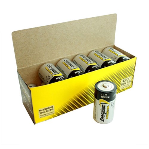 Energizer C 1.5V Alkaline Battery Standard Industrial Bulk Pack of 12 - E0192100