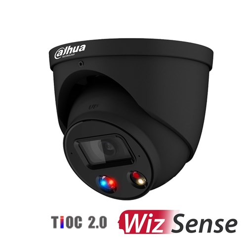 Dahua WizSense Series 8MP TiOC 2.0 Active Deterrence Eyeball Network Camera with 2.8mm Fixed Lens, black, IP67 - DH-IPC-HDW3849H-AS-PV-ANZ-BLK