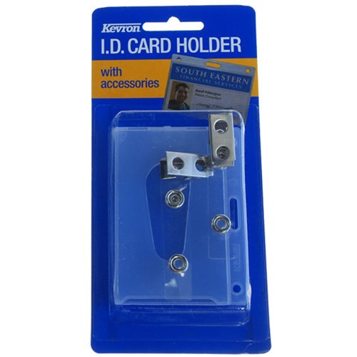 KEVRON CARD HOLDER ID1013 with 2 CLIPS CLR Pkt=1