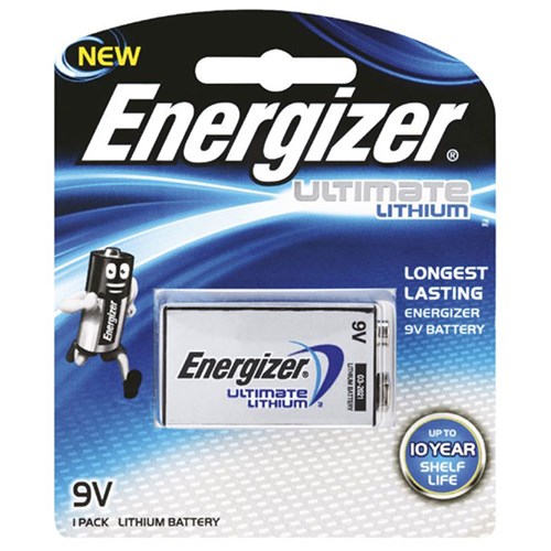 Energizer 9V Lithim Battery Standard Blister Pack of 1 - E300482200