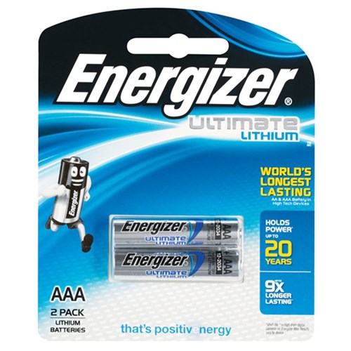 Energizer AAA 1.5V Lithium Battery Standard Blister Pack of 2 - E000027100