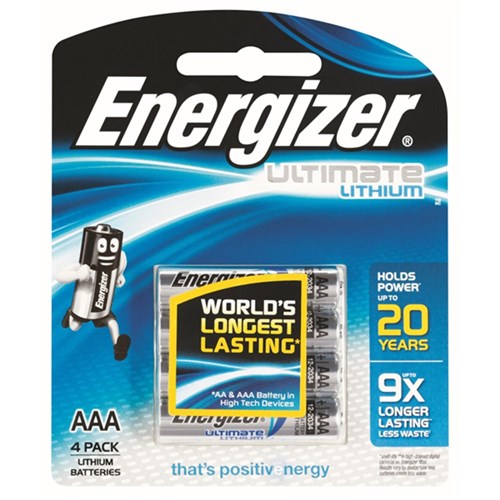 Energizer AAA 1.5V Lithium Battery Standard Blister Pack of 4 - E000027200