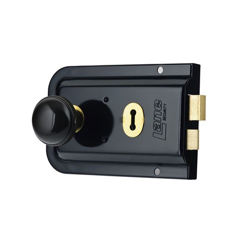 Lane Profile Series Rim Lock Residential Grade with 2 Bit Keys KD in Black Retail Pack - L953987