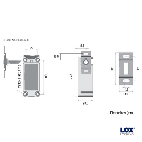 LOX Cabinet Lock 12/24VDC Power to Lock (PTL) or Power to Open (PTO) Non-Monitored - CL0001