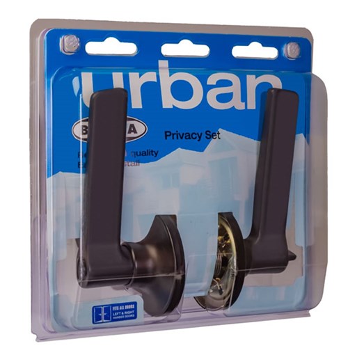 BRAVA Urban LE Series Tiebolt Privacy Lever Set Adjustable 60/70mm Backset Matt Black Display Pack - LEX901DP