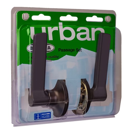 BRAVA Urban LE Series Tiebolt Passage Lever Set Adjustable 60/70mm Backset Matt Black Display Pack - LEX903DP