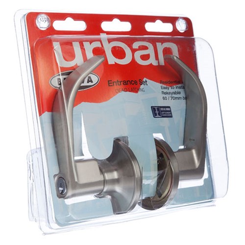 BRAVA Urban LN Series Tiebolt Entrance Lever Set LW4 Keyed to Differ Adjustable 60/70mm Backset Satin Stainless Steel Display Pack - LH600DP