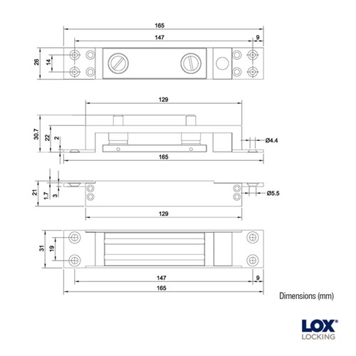LOX Single Magnetic Shear Lock 250kg - SH2500