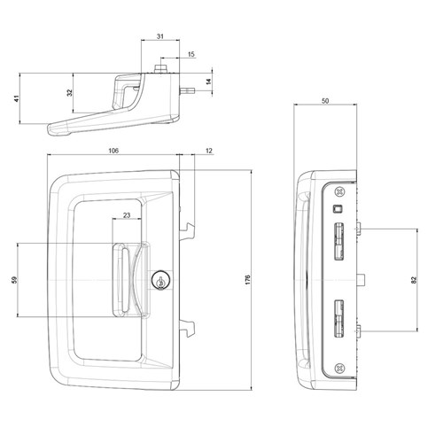 Lockwood Lw9 Patio Sliding Door Lock Internal Locking And External Locking With Universal Strike 5P Double Cylinder Black