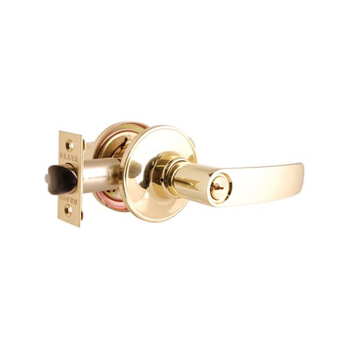 BRAVA Urban LYR Series Tiebolt Entrance Lever Set LW4 Keyed to Differ Adjustable 60/70mm Backset Polished Brass - LYR700B