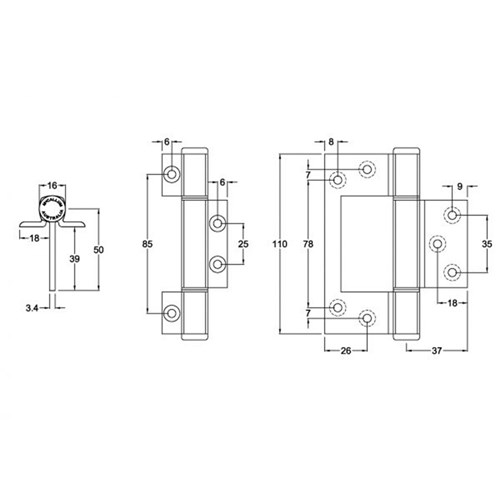 MCCALLUM HINGE ALU A114 SNA with SCREWS