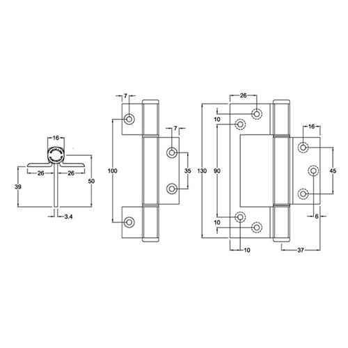 McCallum A154 Aluminium Heavy Duty Interfold Hinge - Satin Natural Anodised
