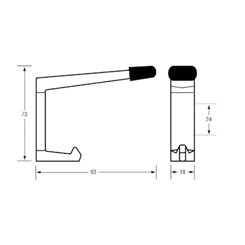 Metlam 202C Coat Hook with Bumper Concealed Screw Fix Antimicrobial Coated - 202C_HOOK_ANMB
