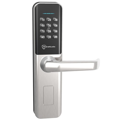 McGrath Bardon Digital Lock With Raised Buttons and DDA Compliant Handles, Satin Nickel Finish, Mortice Lock Not Included