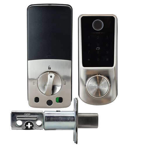 McGrath Locks Kedron Smart Deadbolt, Tempered Glass Screen with Fingerprint, Satin Nickel Finish with 60/70mm Adjustable Bolt