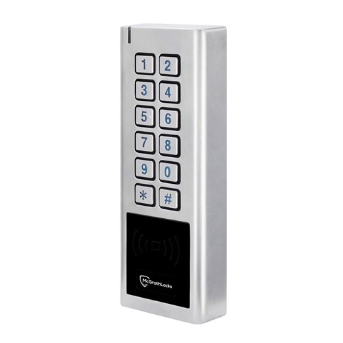 McGrath Locks RBB56 Wireless Battery Powered Keypad, RFID and BLE, Metal Construction, IP65 Rating, Requires 3 x AAA Batteries (not included), Silver Finish, Supplied With 2 x Fobs
