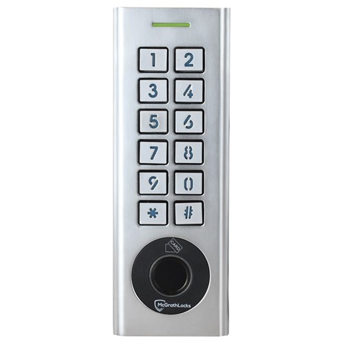 McGrath Locks RBH52 Access Control Keypad With Fingerprint and Built In WiFi, BLE, RFID and Pin Code, 1000 Users, 12V DC, IP66 Rating, Silver Finish