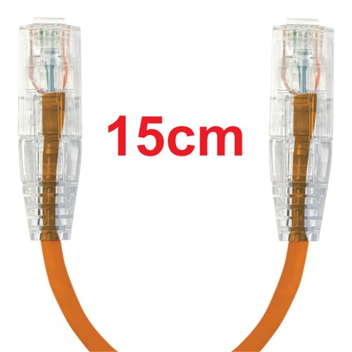 Neptune Cat6 Ultra-Thin Patch Lead, 15cm, Orange