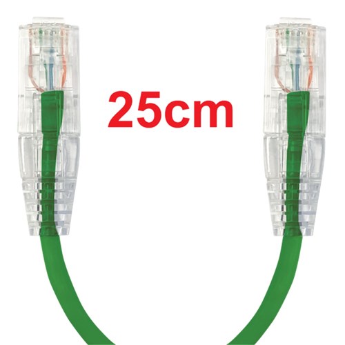 Neptune Cat6 Ultra-Thin Patch Lead, 25cm, Green