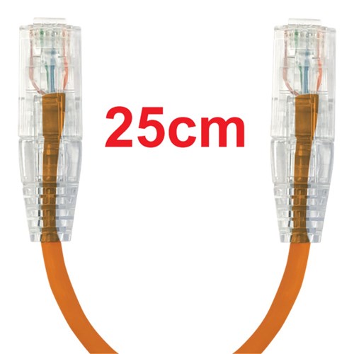 Neptune Cat6 Ultra-Thin Patch Lead, 25cm, Orange