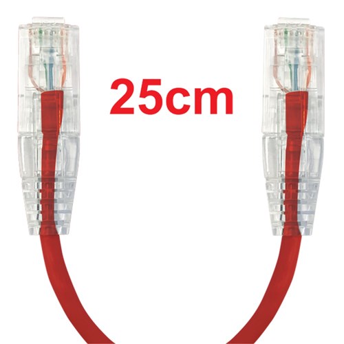 Neptune Cat6 Ultra-Thin Patch Lead, 25cm, Red