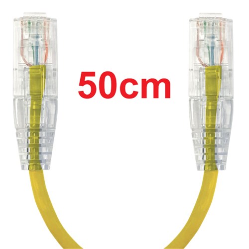 Neptune Cat6 Ultra-Thin Patch Lead, 50cm, Yellow