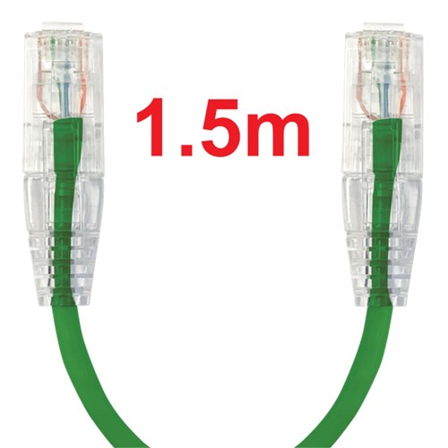 Neptune Cat6 Ultra-Thin Patch Lead, 1.5m, Green