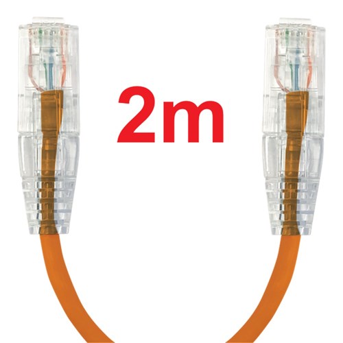 Neptune Cat6 Ultra-Thin Patch Lead, 2m, Orange