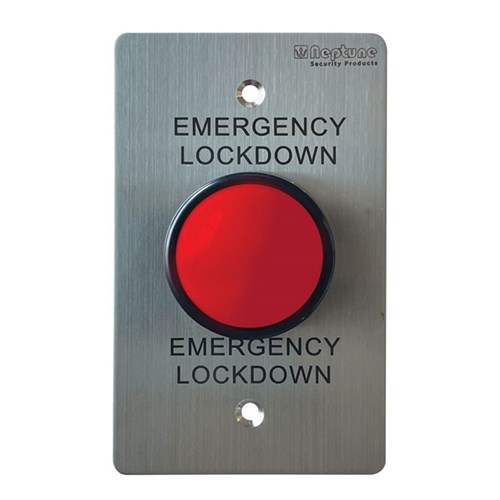 Neptune Emergency Lockdown,ANSI,IP65,NO/NC/C,1.7mm SS,Dome,Red