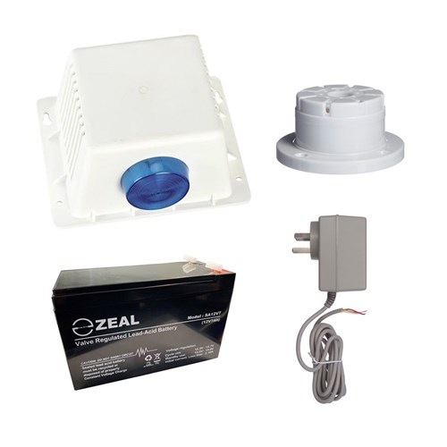 Neptune Alarm Accessory Kit, includes Box Siren, Top Hat Piezo, 18VAC Power Supply and 12VDC 7A Battery