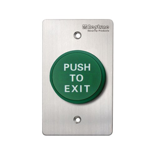Neptune Press to Exit,ANSI,IP65,NO/NC/C,1.7mm SS,Flat PUSH TO EXIT,Grn