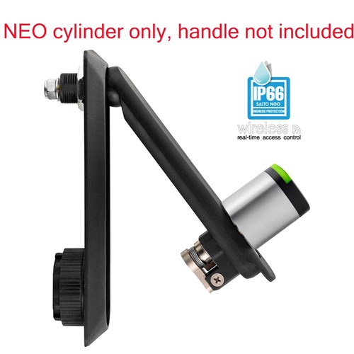 SALTO NEO, Half Cylinder For Server Rack Swing Handles, Mifare, BLE + HSE, 30mm, Satin Chrome, Black Reader, (IP66)