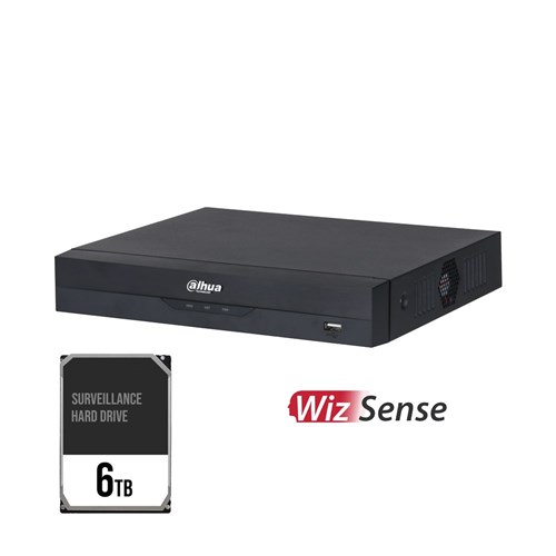 Dahua WizSense AI Series 8 Channel NVR with 8 PoE Ports, 1 HDD Bay, installed with 6TB HDD - DHI-NVR4108HS-8P-AI/ANZ-6T