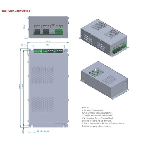 Powerbox 13.8VDC 3.5Amp Power Supply with Battery Charging, AC Fail and Low Battery Monitoring - PBB2S-13-3.5 MKII
