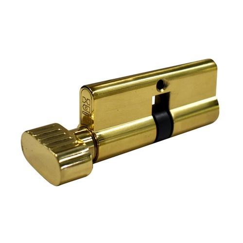 PROTECTOR Euro Single Cylinder and Turn with Fixed Cam LW5 Profile KA Polisheded Brass 70mm - PCT70-6P-KA-PB