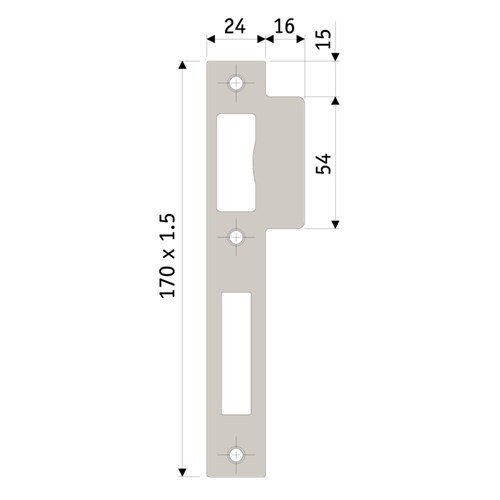 PROTECTOR 485 Series Mortice Sash Lock Strike Plate Satin Stainless Steel - 726-SP-SSF