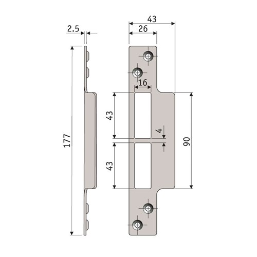 PROTECTOR 748 Series Flat Strike Satin Stainless - 735-SP-SSF