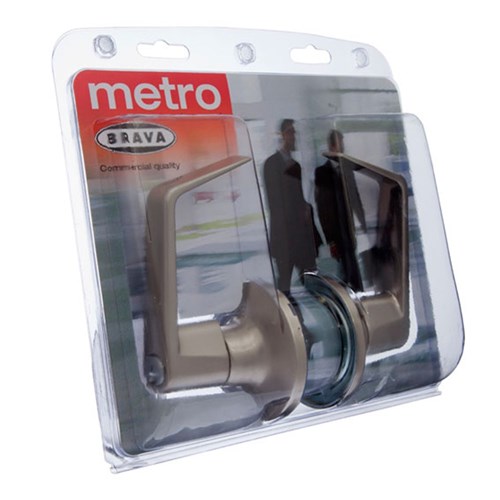 BRAVA Metro RH Series Tiebolt Entrance Lever Set Adjustable Backset Satin Chrome Display Pack - RH6000SCDP