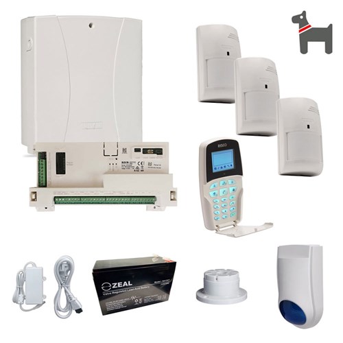 RISCO LightSYS+ Alarm Kit with Standard LCD Keypad, 3x DigiSense Pet Friendly PIR Detectors and Accessory Kit