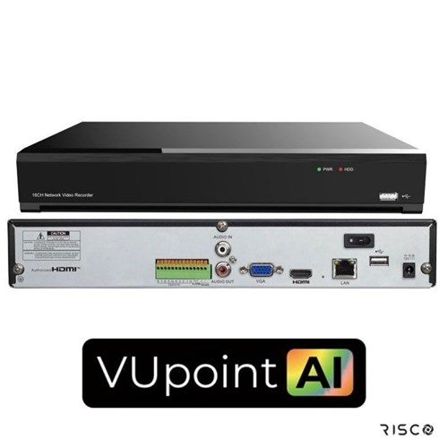 RISCO VUpoint AI 16 Channel NVR, Non-PoE with 1 HDD Bay, includes AU Plug Pack - RVNVR164K1RA
