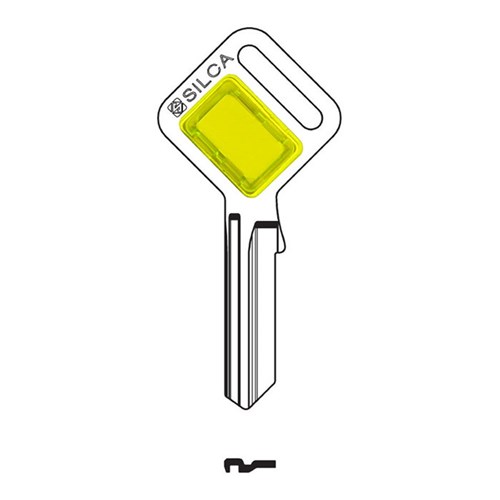 Silca Taggy LW4 Key Blank with Customisable Plastic Head Yellow Insert