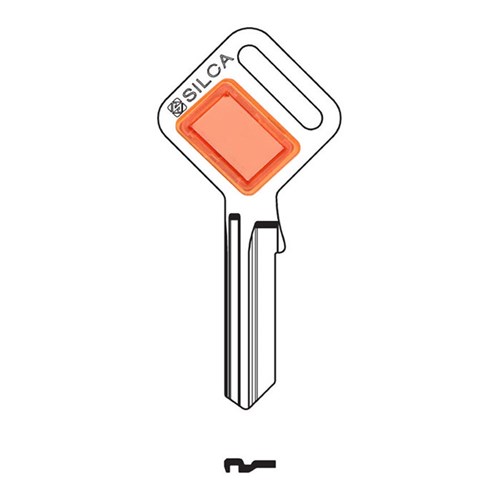 Silca Taggy LW4 Key Blank with Customisable Plastic Head Orange Insert