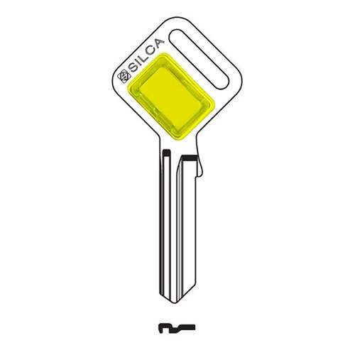 Silca Taggy LW5 Key Blank with Customisable Plastic Head Yellow Insert