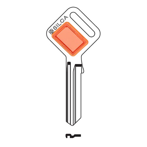 Silca Taggy LW5 Key Blank with Customisable Plastic Head Orange Insert