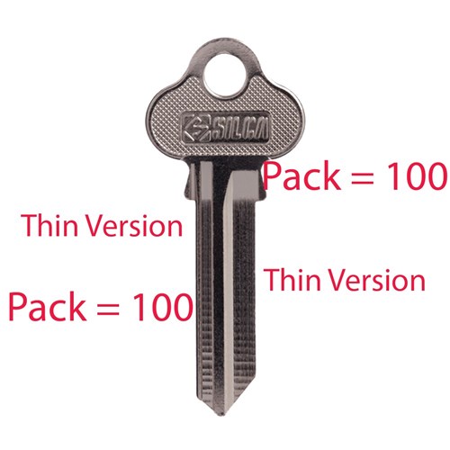 Silca Key Blank LW5 for Lockwood Household Locks 2.00mm Thin Version Pack of 100